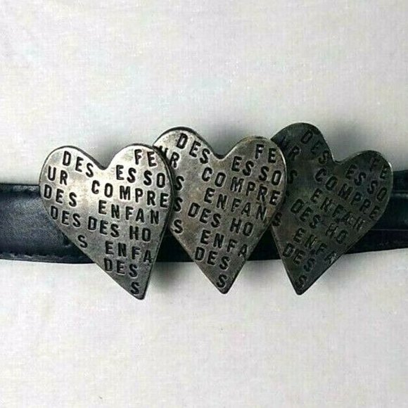 Vintage Richard Gampel Black Belt W Silver Hearts main image 5